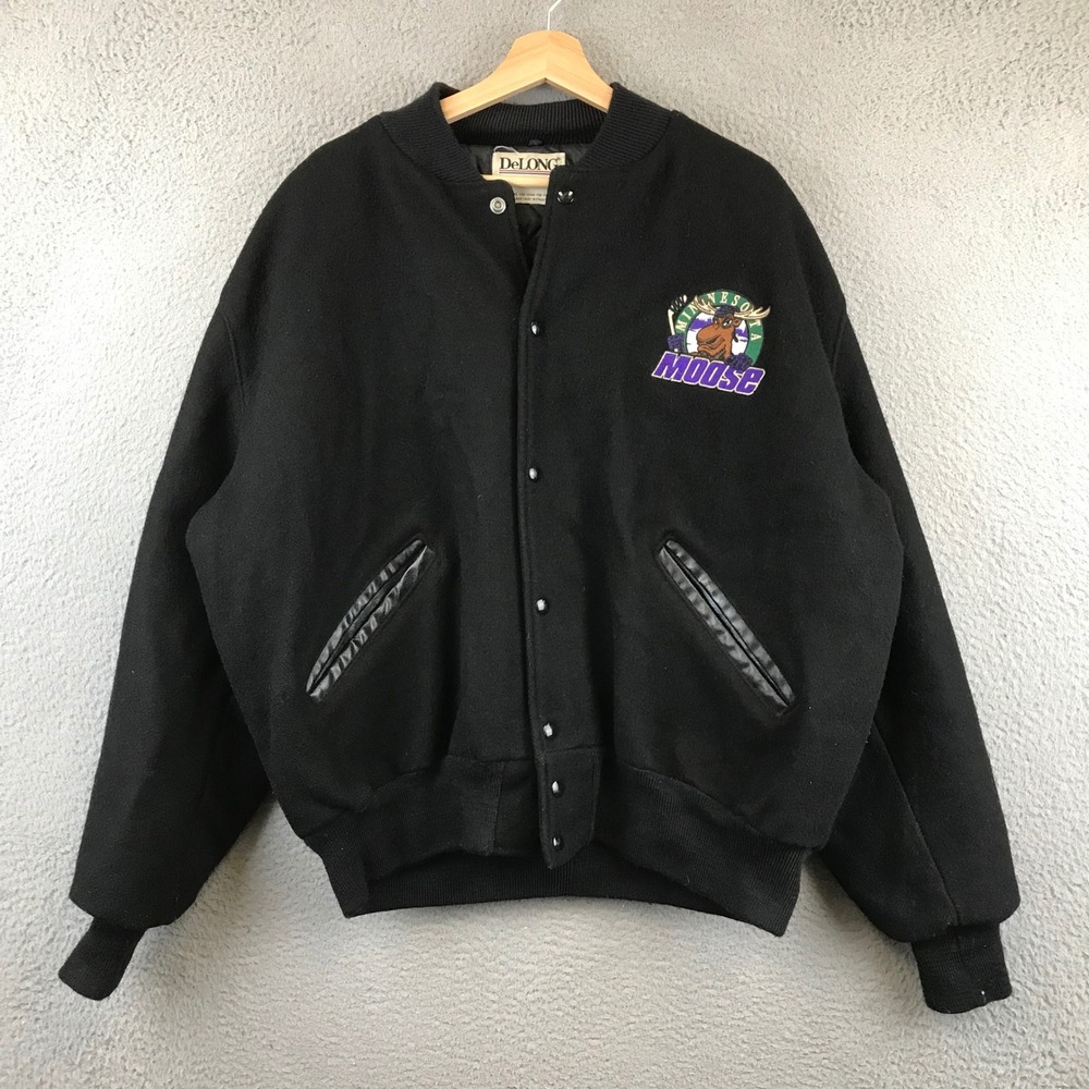 Vintage DeLong Minnesota‎ Moose Wool Blend Varsity Jacket Black XL